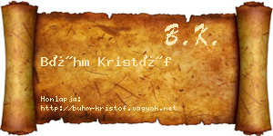 Bühm Kristóf névjegykártya